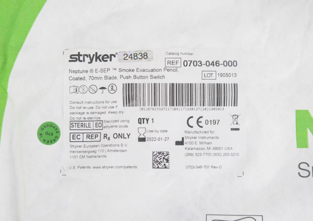 New Stryker Neptune E-SEP Smoke Evacuation Pencil 70mm Blade REF 0703 ...