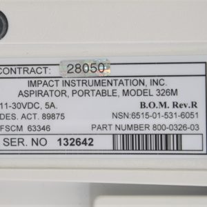 Battery for Impact Medical 326 Portable Aspirator 326M Portable Aspirato  750 754