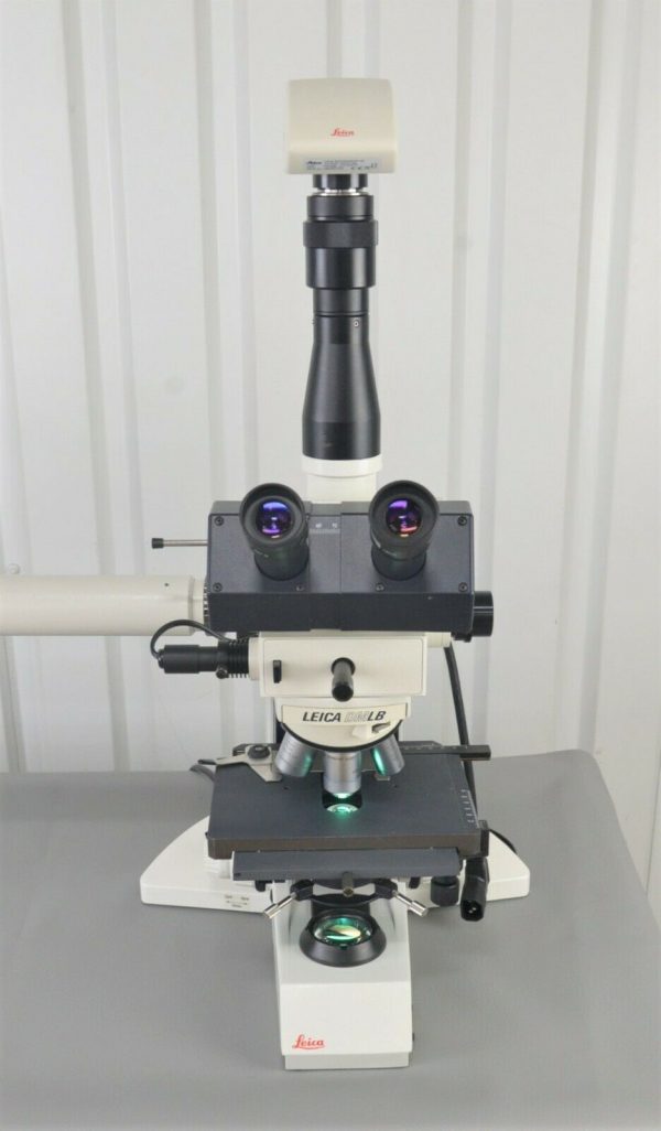 Leica DMLB 100T Microscope w/ Dual Viewing Attachment & CMount Camera