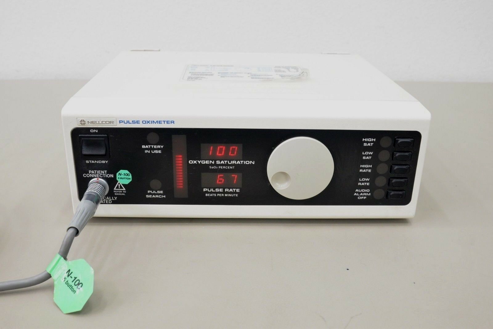 Nellcor N-100 Pulse Oximeter Patient Monitor SpO2 w/ Finger Probe ...