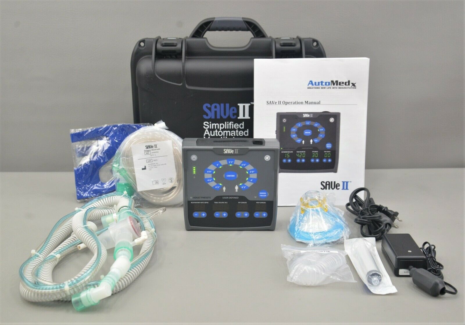 New AutoMedx SAVe II Simplified Automated Ventilator with Case