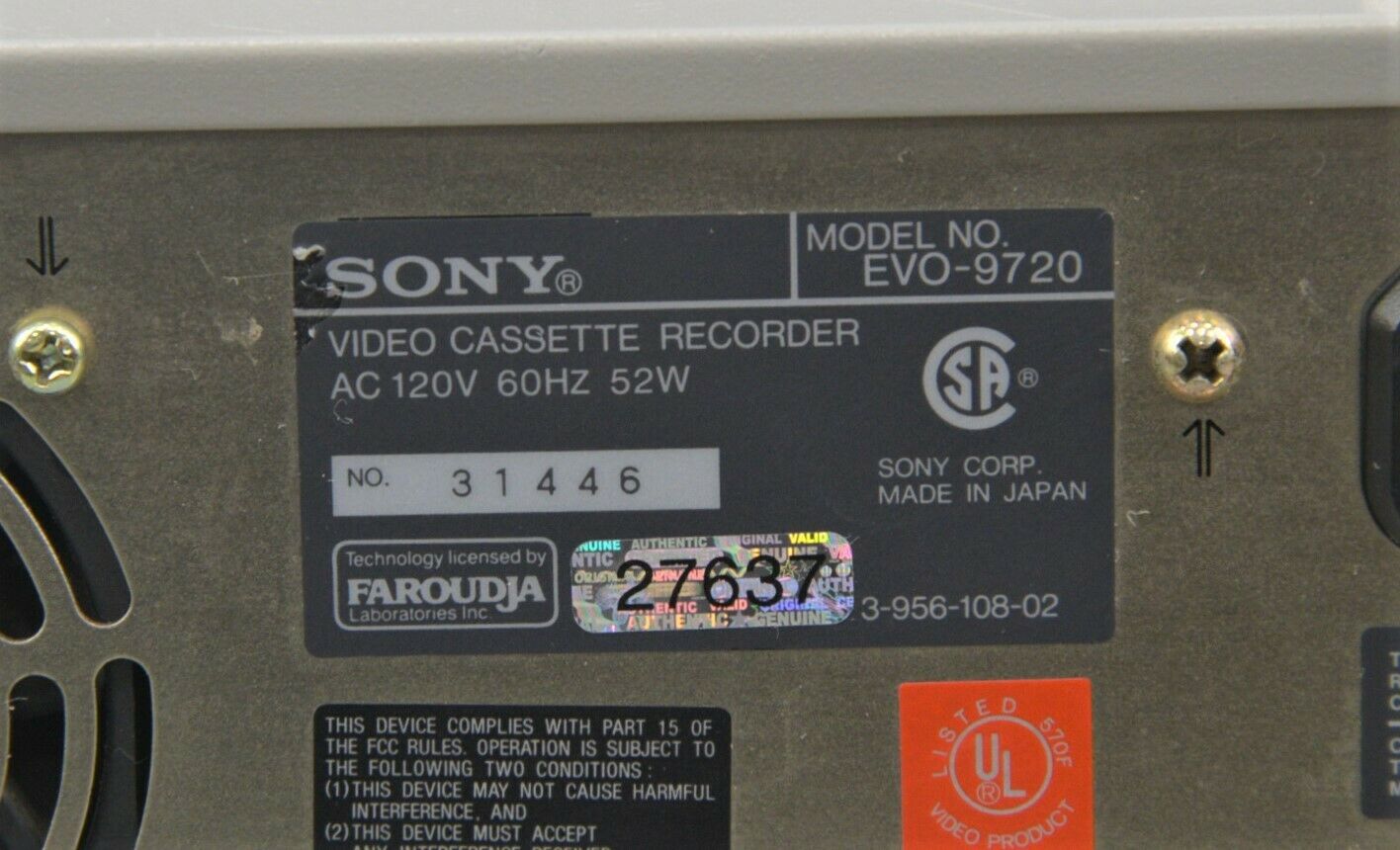 Sony EVO-9720 Hi8 Twin Deck Video Cassette Recorder – Rhino Trade LLC