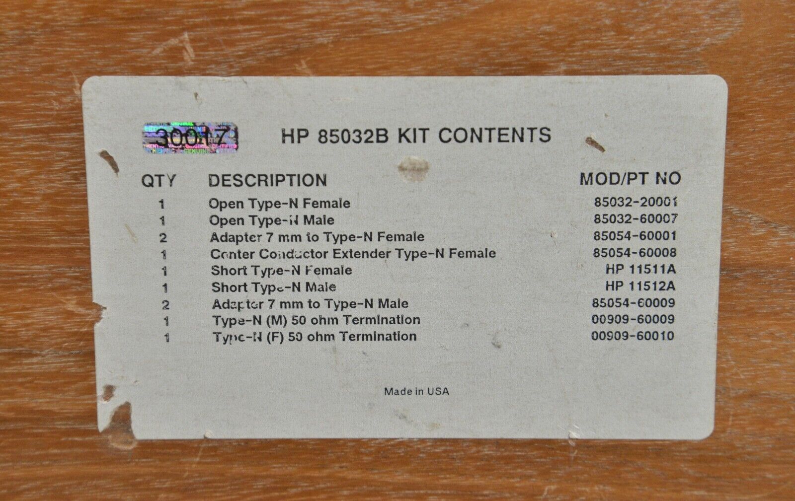 Hewlett Packard 85032B Type N Calibration Kit HP Keysight – Rhino