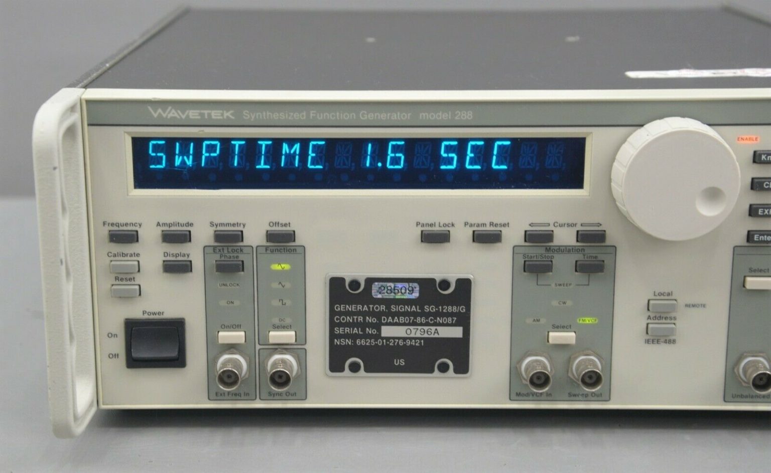 Wavetek 288 Synthesized Function Generator Sg 1288g 48 466 Hz 55 Va Max Rhino Trade Llc 8035