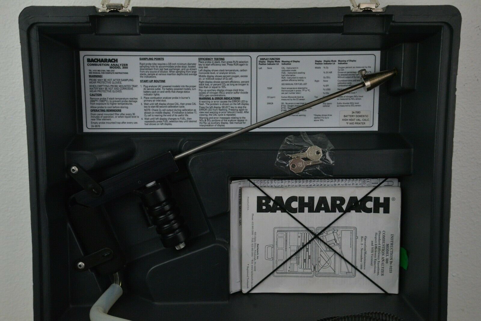 Bacharach Combustion Analyzer Model 300 Nox So2 Case Accessories W Keys Rhino Trade Llc